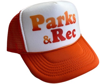 Parks and Rec Hat Snapback Adjustable Cap | Vintage Orange Parks and Recreation Trucker Hat