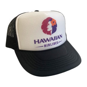 Hawaiian Airlines Hat Snapback Adjustable Cap | Vintage Black Hawaiian Airlines Tucker Hat