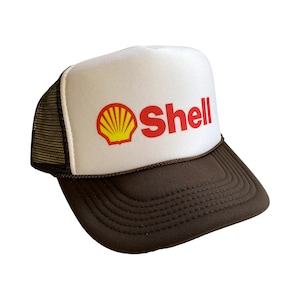 Shell Hut Snapback Einstellbar | Vintage 70er Jahre Style Braune Shell Gas Trucker Mütze