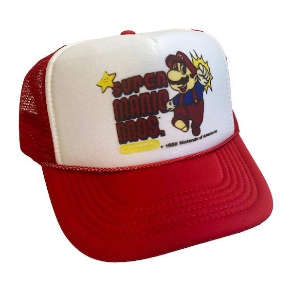 Super Mario Bros Hat Snapback Adjustable Cap | Vintage Red Nintendo Mario Bros Tucker Hat