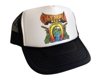 Olympia Beer Hat Snapback Adjustable | Olympia Beer Vintage Drinking Trucker Hat Black