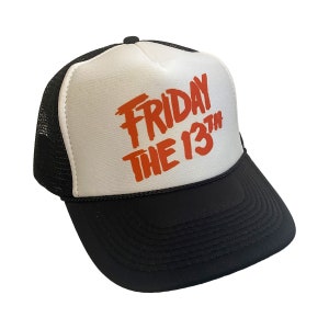 Friday the 13th Hat Snapback Adjustable Cap | Vintage Black Movie Friday the 13th Trucker Hat