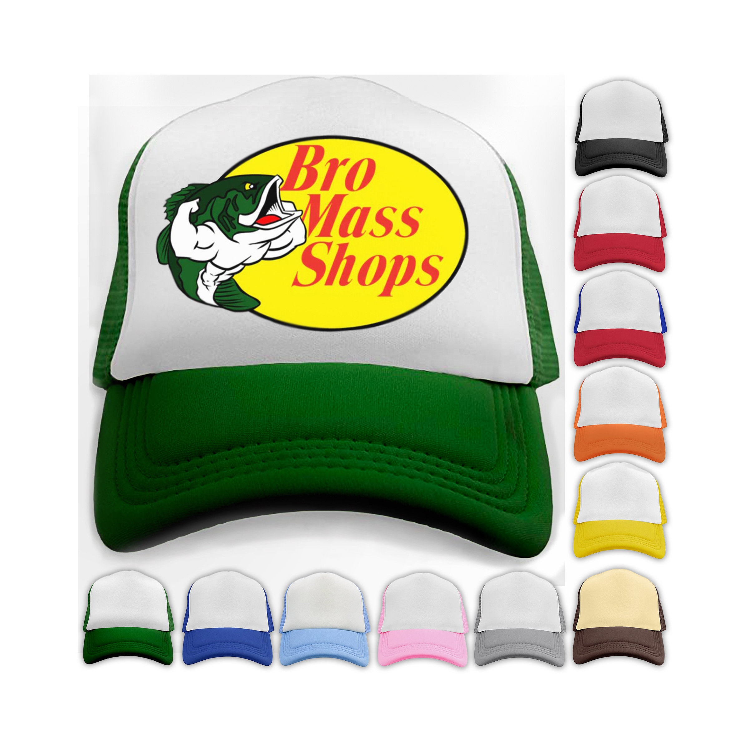 Bro Mass Shop Hat Adjustable Snapback Bass Pro Shop Parody Mesh Hat Unisex Trucker Hat