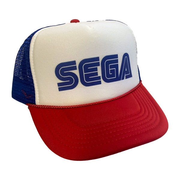 Sega Hat Snapback Adjustable Cap | Vintage RWB Sega Video Game Trucker Hat