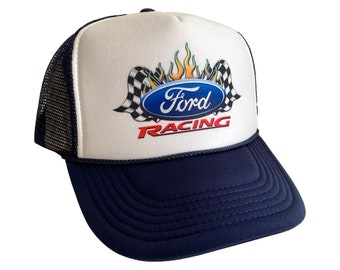 Ford Hat Snapback Adjustable Cap Vintage Navy Blue Ford Racing