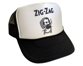 ZigZag Hat Snapback Adjustable | Vintage Black Papers Zig Zag Trucker Hat