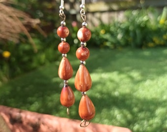 Teardrop drop earrings. Long drop earrings with Teardrop beads