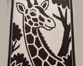 Giraffe Mosaic Crochet Blanket Pattern PDF | Safari Overlay Mosaic Afghan Throw | Wildlife Crochet Pattern