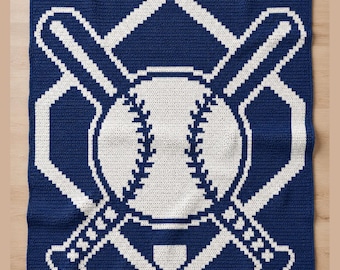 Boys Baseball Mosaic Overlay Crochet Blanket Pattern PDF | Baseball Crochet Throw | Sports Blanket Mosaic Crochet