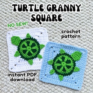 Turtle Granny Square Crochet Pattern: No-Sew PDF (Digital Download)