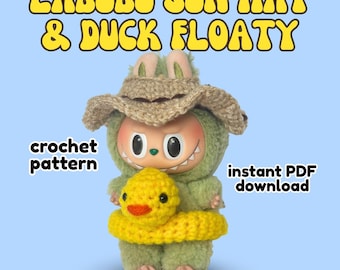 Labubu Duck Float and Sun Hat Crochet Pattern | Labubu Summer Costume | Labubu Clothes Crochet Pattern | Digital PDF | Instant Download