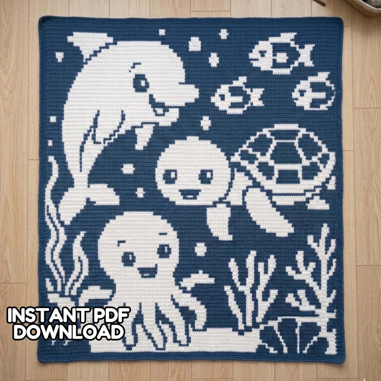 40 Dolphin Crochet Patterns for Ocean-Inspired Amigurumi, Gifts, and Nursery Decor 27 Ocean Buddies Baby Blanket Crochet