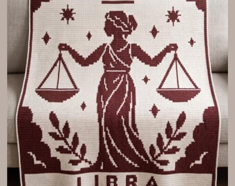 Libra Zodiac Crochet Blanket Pattern | Mosaic Crochet Throw | Libra Afghan | Celestial PDF