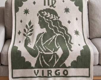 Virgo Zodiac Crochet Blanket Pattern | Mosaic Crochet Throw | Virgo Afghan | Celestial PDF