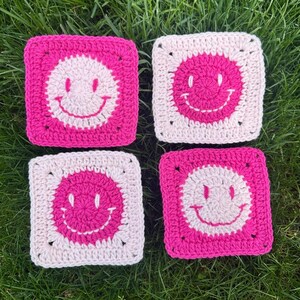 Smiley Face Granny Square Crochet Pattern – Happy Square PDF Tutorial ...