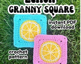 Lemon Granny Square Crochet Pattern | Citrus Slice PDF | Instant Download