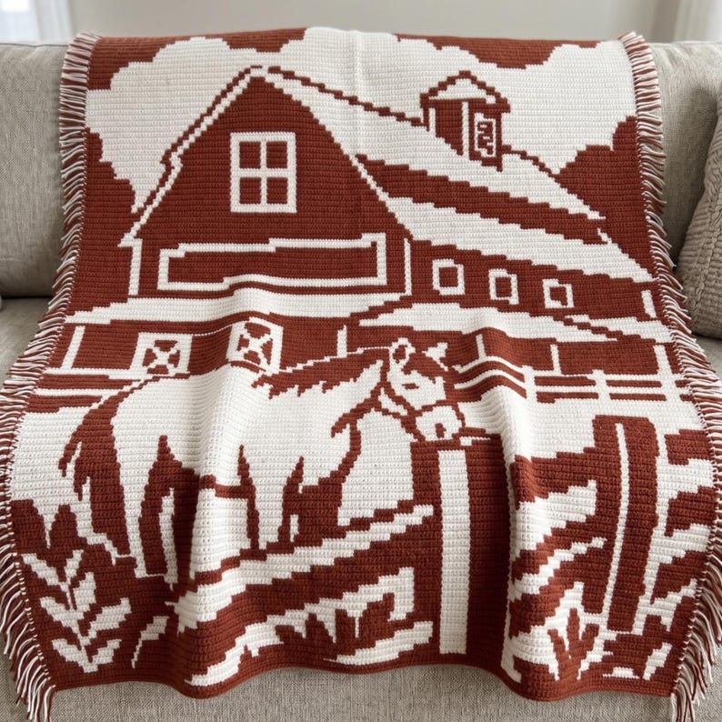 Farm Horse Mosaic Crochet Blanket Pattern | Overlay Mosaic Afghan ...