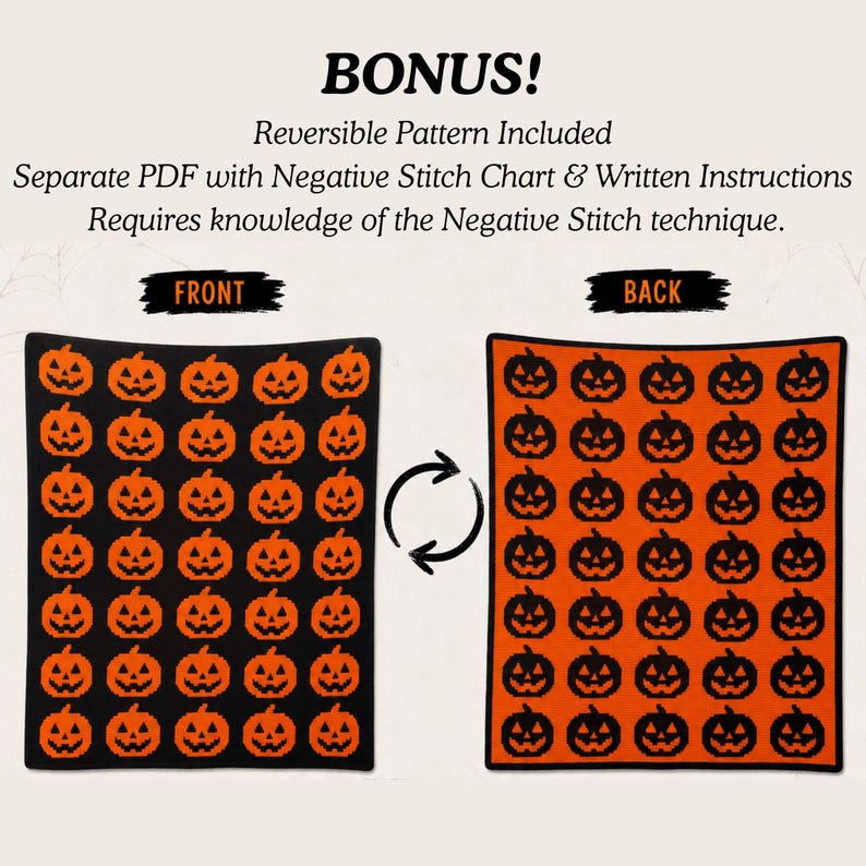 Jack O Lantern Crochet Blanket Pattern | Mosaic Crochet Throw | Halloween Afghan PDF | Pumpkin Blanket Pattern image 8