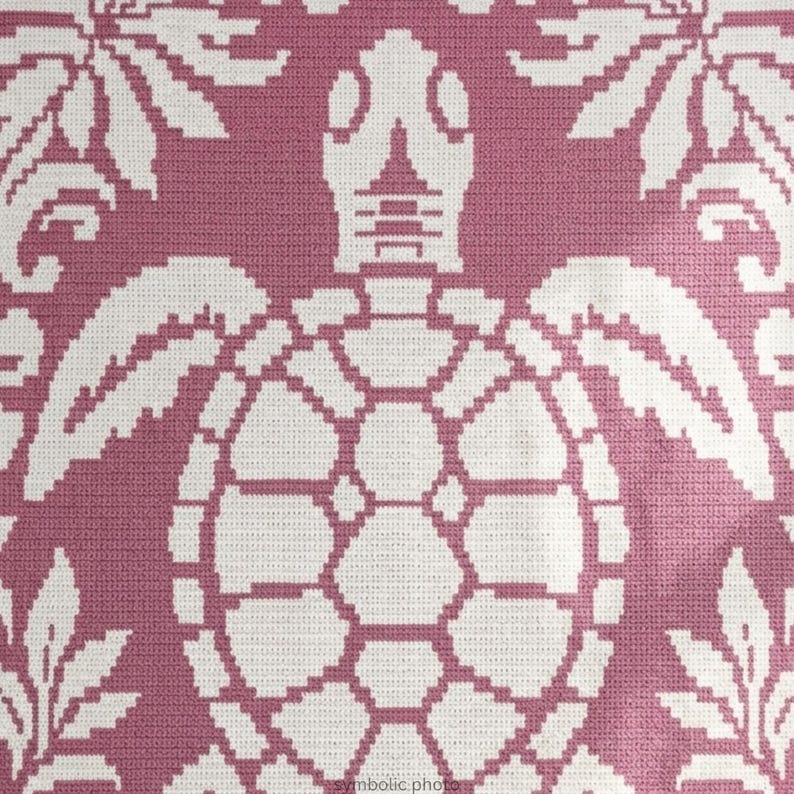 Sea Turtle Crochet Blanket Pattern | Ocean Mosaic Afghan | Coastal Overlay Throw | Two Color PDF image 7