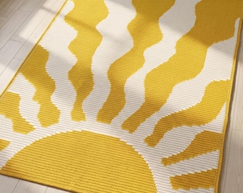 Retro Sunshine Mosaic Crochet Blanket Pattern | Groovy Sun Afghan | Retro Crochet Blanket | Digital Download PDF