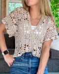 Coastal Lace Crochet Top Pattern, Summer Crochet Tee, Beginner Beachy Shirt, Lace Crochet Top PDF, XS–5XL, English Only