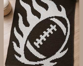 Football Crochet Blanket Pattern | Boys Football Mosaic Crochet | Sports Blanket PDF | Overlay Mosaic Throw