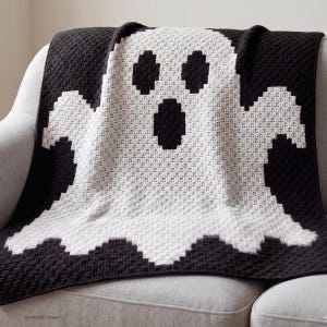 Virkmönster för jättespöke till C2C-filt | Halloween-spöke i afghansk stil | Graphghan PDF digital nedladdning