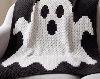 Giant Ghost C2C Crochet Blanket Pattern | Halloween Ghost Afghan | Graphghan PDF Digital Download