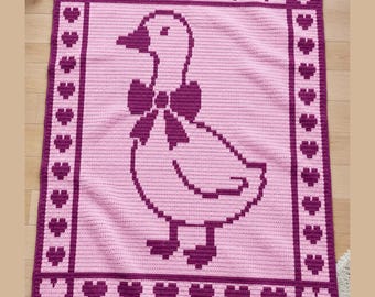 Sweet Goose Overlay Mosaic Crochet Blanket Pattern | Goose Mosaic Crochet PDF | Baby Blanket Pattern | Overlay Mosaic