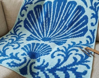 Coastal Shell Mosaic Crochet Blanket Pattern | Beach Shell Throw | Ocean Afghan | Nautical Decor | Instant PDF Download