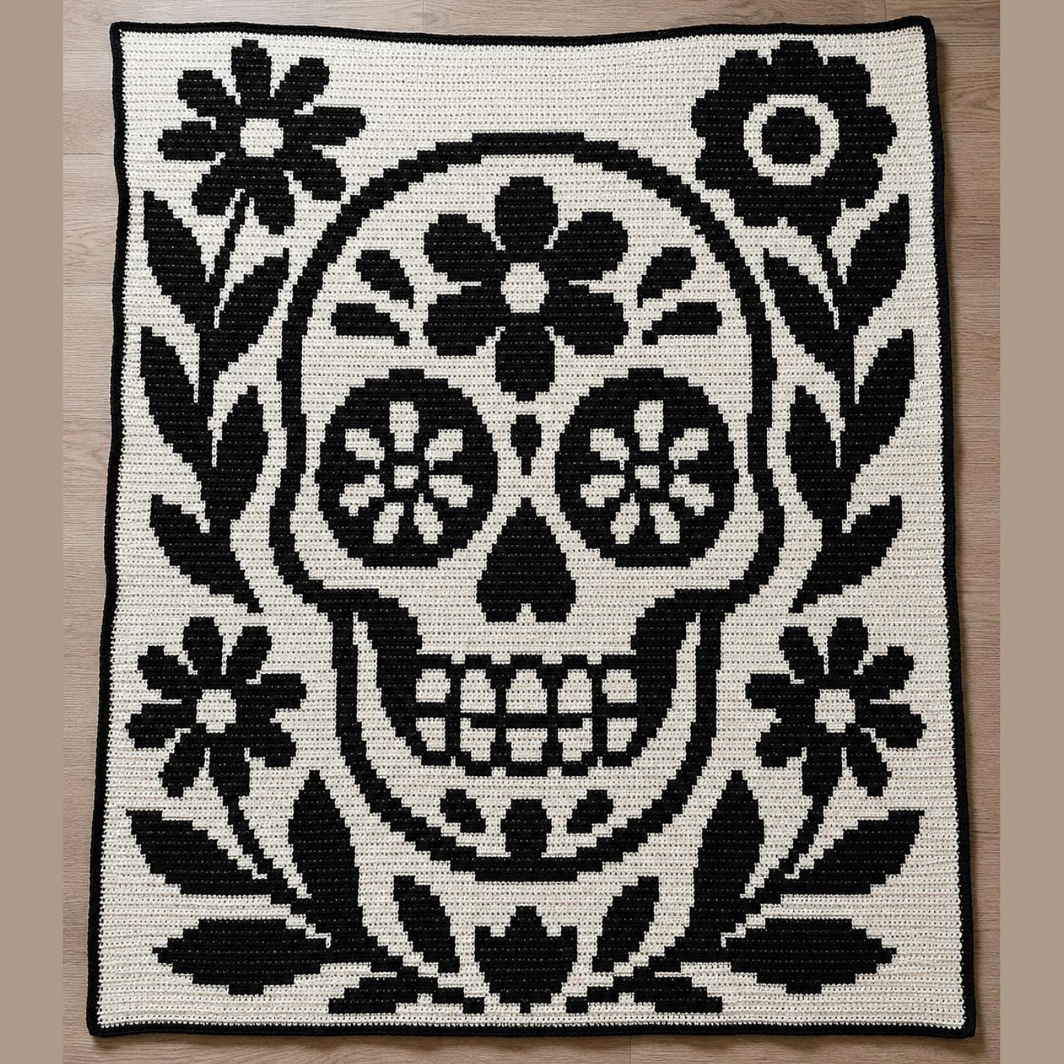 Dia de Muertos Crochet Blanket Pattern | Skull Mosaic Throw