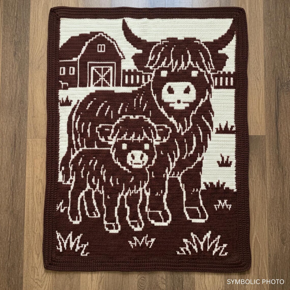 Highland Cow Crochet Blanket Pattern | Overlay Mosaic Crochet Throw ...