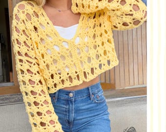 Sunkissed Shell Crochet Top Pattern PDF, Easy Cropped Summer Top, Beginner Crochet, XS-5XL English