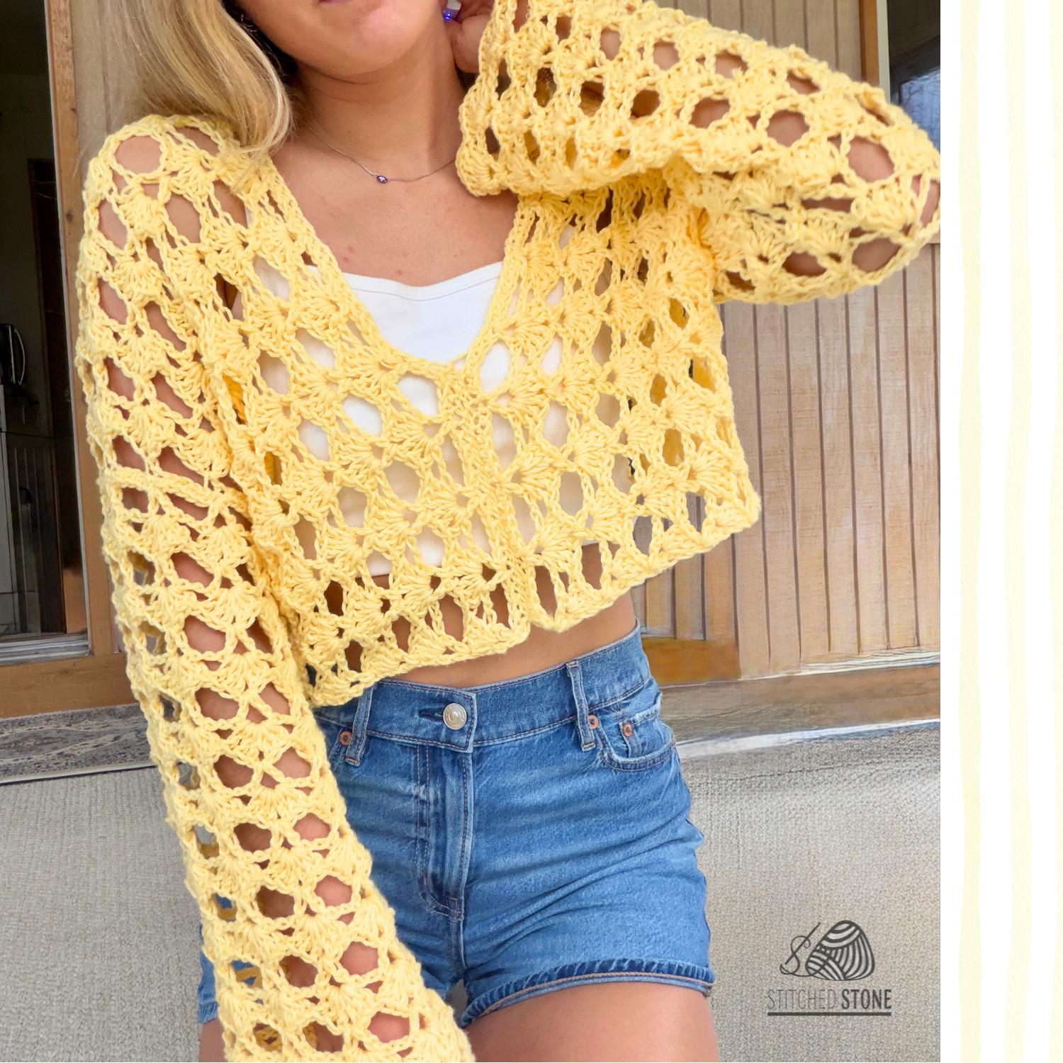 Sunkissed Shell Crochet Top Pattern PDF, Easy Cropped Summer Top