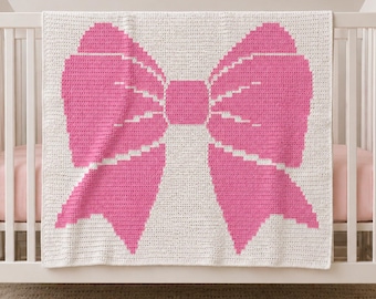 Chunky Bow Baby Blanket Crochet Pattern | Oversized Bow Mosaic Crochet | Nursery Blanket | Baby Shower Gift | PDF Download