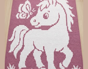 Butterfly Wishes Pony Crochet Baby Blanket | Overlay Mosaic Crochet Baby Blanket PDF