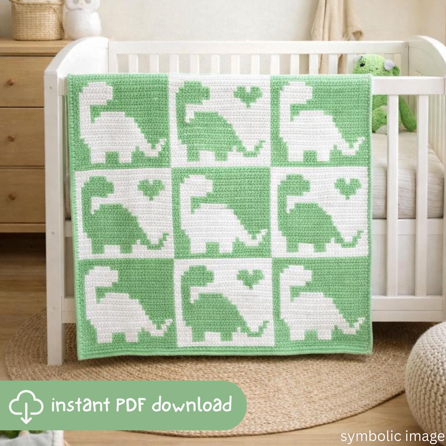 40 Dinosaur Blanket Crochet Patterns to Stitch for Kids, Nurseries, and Dino Fans 34 Dinosaur Overlay Mosaic Crochet Blanket Baby Nursery Decor