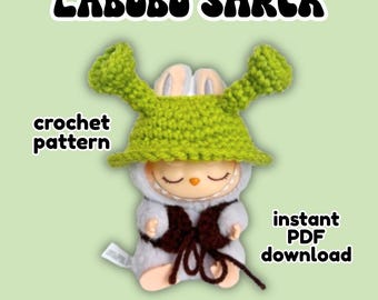 Labubu Shrek Costume Crochet Pattern | Labubu Clothes Hat & Vest | Digital PDF | Instant Download