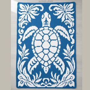 Sea Turtle Crochet Blanket Pattern | Ocean Mosaic Afghan | Coastal Overlay Throw | Two Color PDF image 5