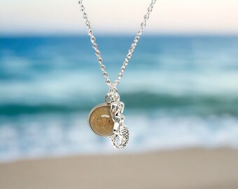 Sand Jewelry Pendant Keepsake Necklace with Mermaid Charm on Sterling Silver