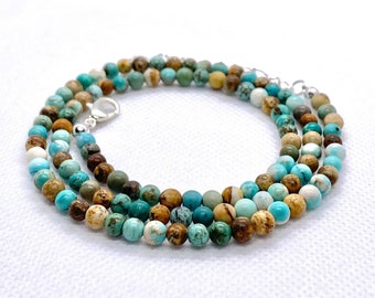 Handmade Turquoise Gemstone Beaded Necklace with Chain Extender