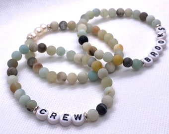 CUSTOM Text Gemstone Bracelet (choose from 30+ color options)