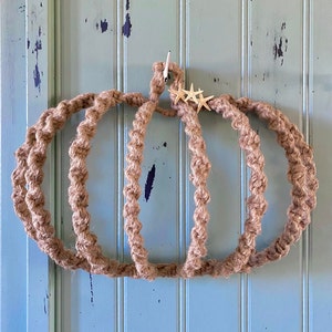 Handmade 3D Macrame Coastal Pumpkin Wreath or Centerpiece Decoration with Starfish Accent