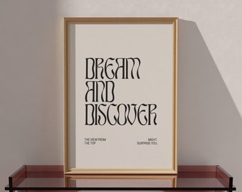 Dream and Discover Motivational Wall Art Work From Home Poster Wall Decor Prints Girl Boss Office Decor Gift Ideas Download DIGITAL PRINT