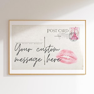 Cartes postales vintage avec texte personnalisé | Art numérique personnalisable | Grand oeuvre d'art horizontale, impression de devis personnalisé, cadeau personnalisé romantique