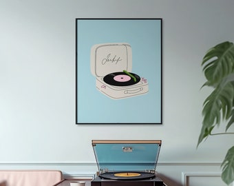 Mid Century Record Player Art Print: Retro Music Poster (Digital Download)
