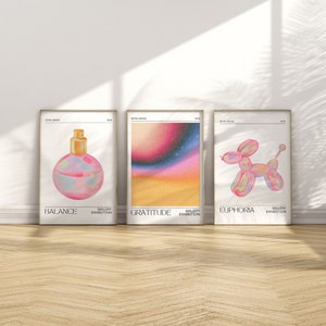 Retro wall art set colorful digital prints Trendy abstract gradient poster Retro ‘70s holographic set Aesthetic print Vintage euphoria print