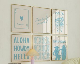Coastal Cowgirl Print Set: Beachy Western Gallery Wall (Digital Download)