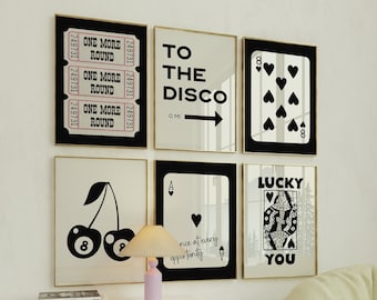 Retro Art Prints Set of 6: Disco, Playing Cards (Digital Download)