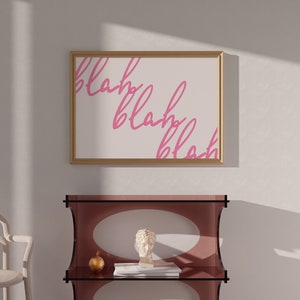 Impresión de arte de pared para dormitorio preppy, decoración estética del hogar, impresión de pared de moda, arte horizontal, arte de pared femenino rosa imprimible